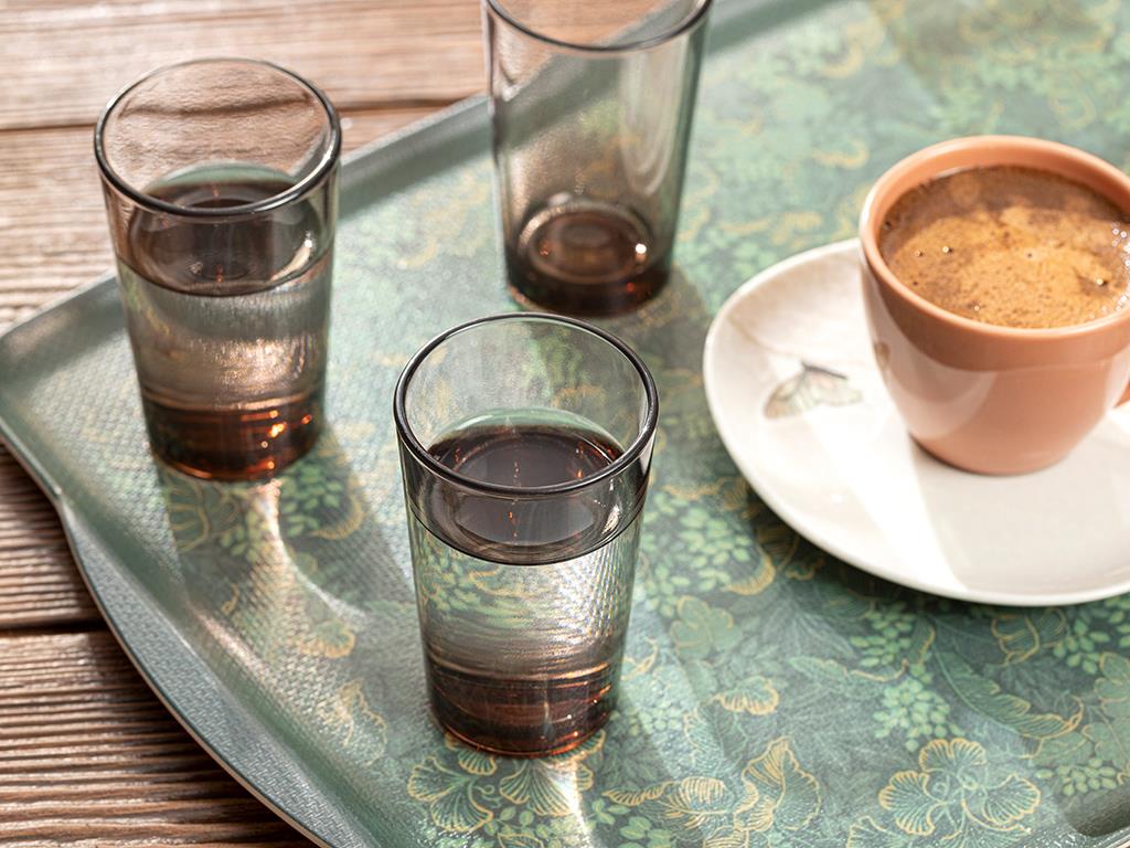Petunia Sticlă Set De 6 Servit Cu Cafea Pahar De Apă 100 Ml Maro