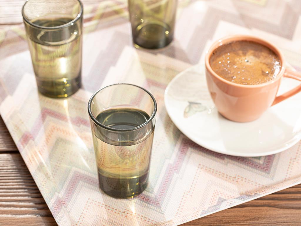Petunia Sticlă Set De 6 Servit Cu Cafea Pahar De Apă 100 Ml Verde