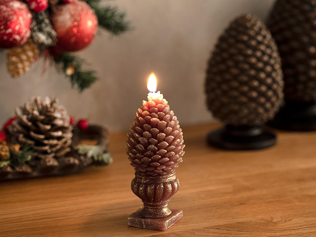 Pine Cone Candle 5,5x5,5x12,2 cm Brown