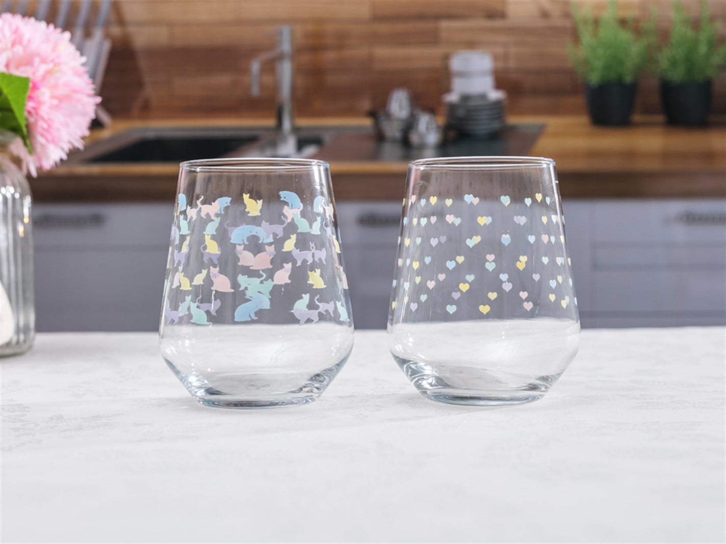 Pisici Lovers Pastel  3 set 425 ml Roz