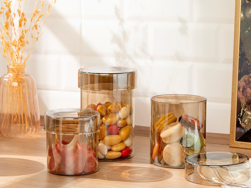 Pia Glass Storing Jar 665 ml Light Brown.