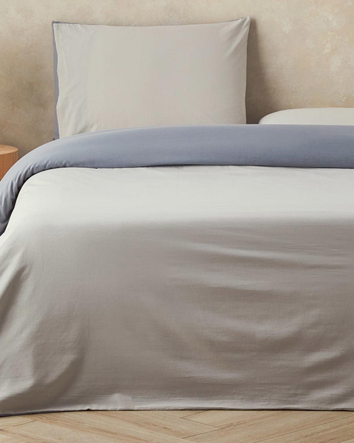 Placid Bumbac spălat King Size Set Lenjerie De Pat 240x220 cm Gri-Piatră