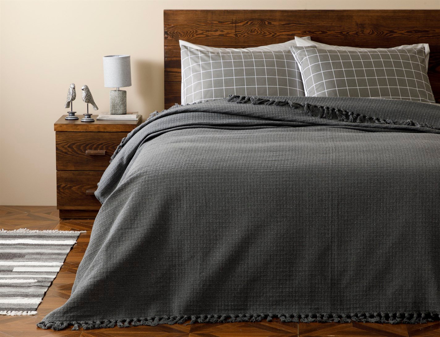 Plaid Simplu Persoană dublă 240x260 cm Gri închis
