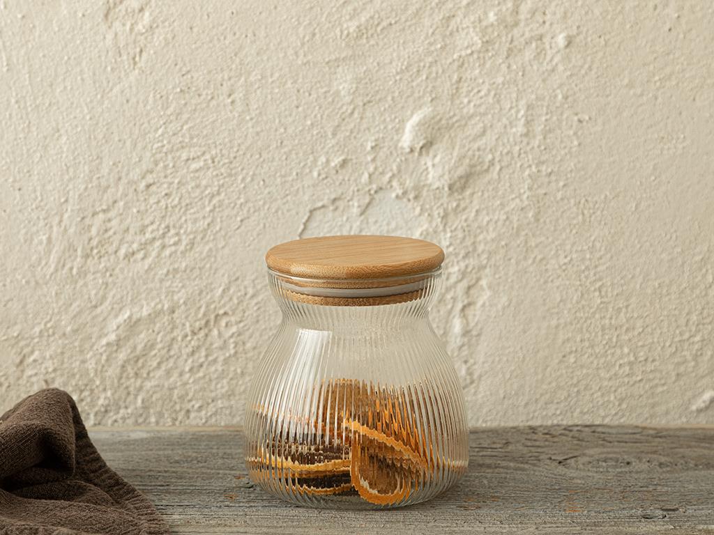 Plaid Borosilicate Glass Jar 600 ml Transparent