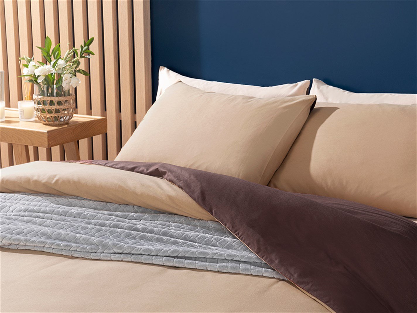 Plain 52 Tel / 132 Numărul de fir Meniu mare 240x220 cm Bej - Cafeniu
