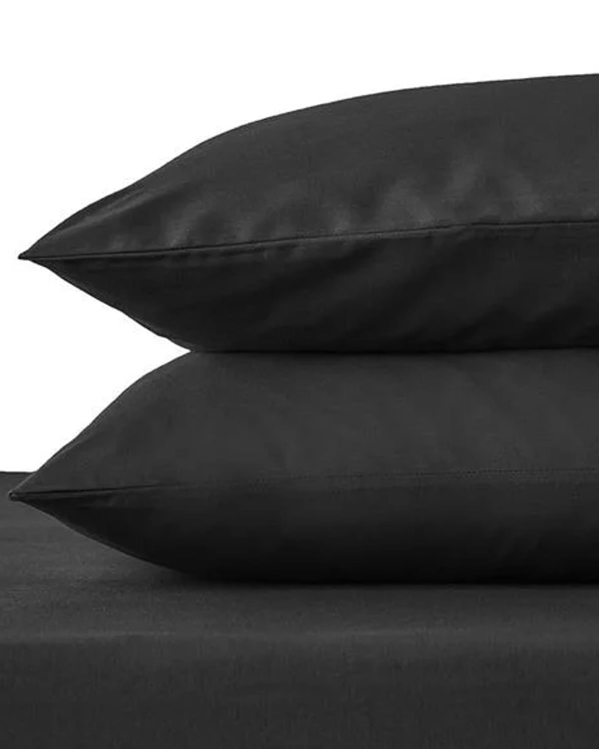 Plain Bumbac King Size Set Cearșaf Cu Elastic 180x200 cm Antracit