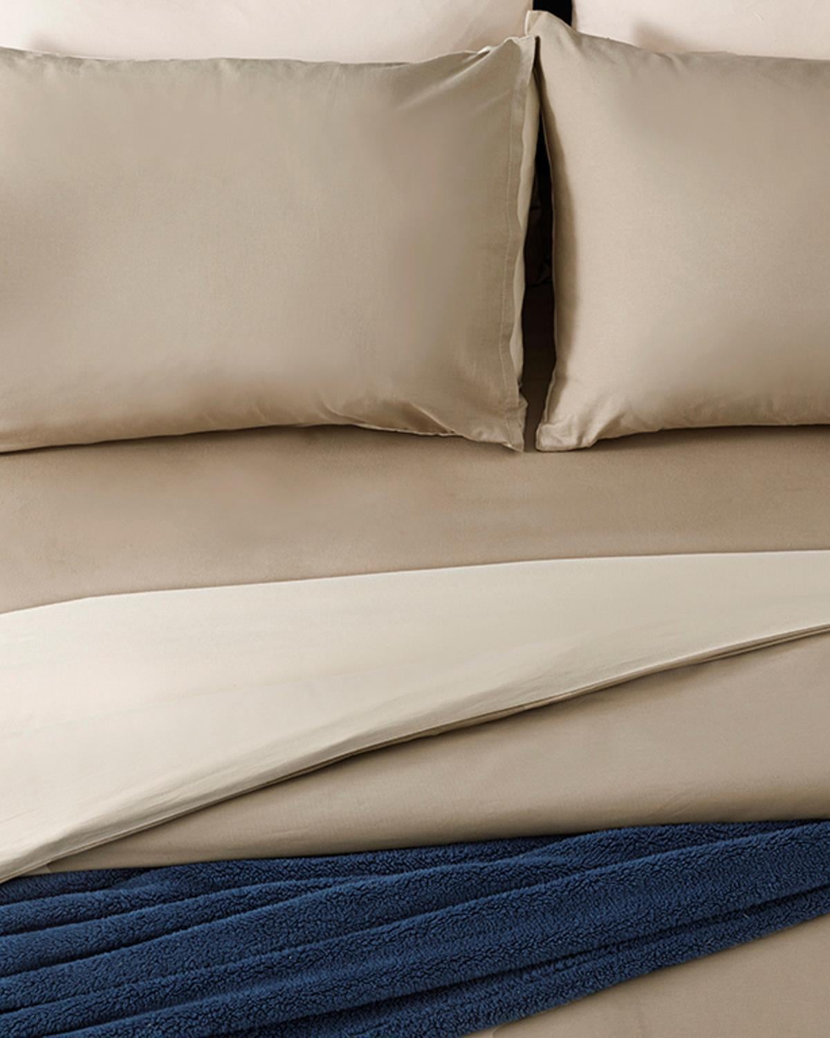 Plain Bumbac Persoană Dublă Set Lenjerıe De Pat 200*220 Cm Kaki - Bej.