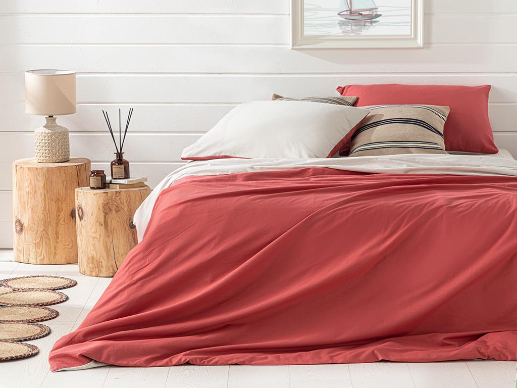 Plain Cotton Double Person Duvet Cover Set 200x220 cm Ivory - Rosehip