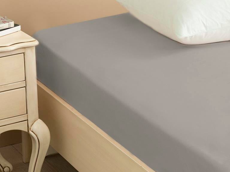 Plain Cearșaf Cu Elastic King Size, Bumbac, 180*200 Cm, Gri