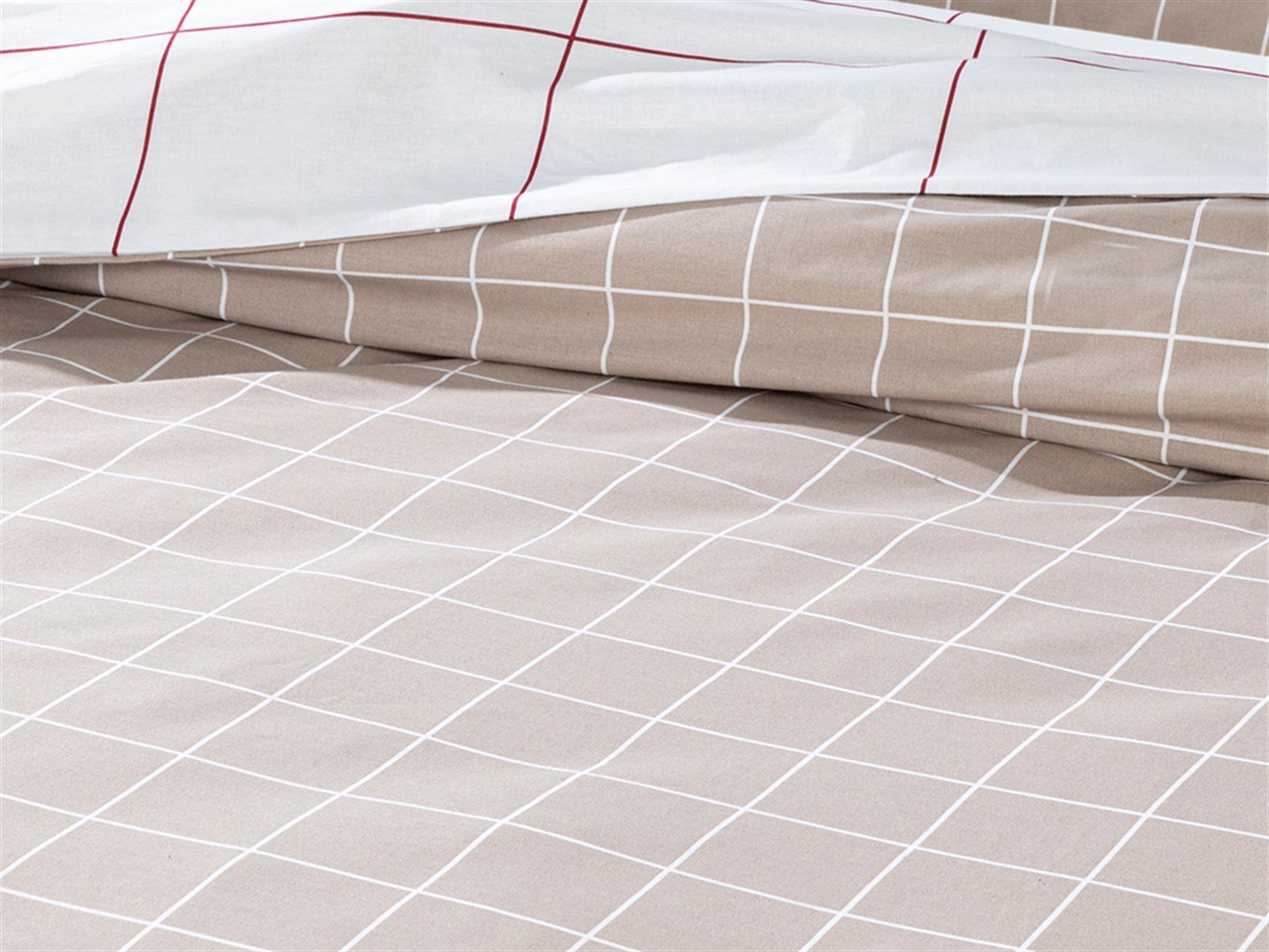 Plain Check 57 Tel / 144 Numărul de fir Pentru o persoana 160x220 cm Burgundia-gri