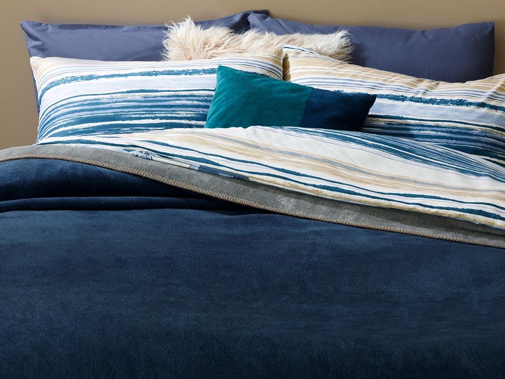 Plain Cottony Double Person  PĂTURĂ 200x220 cm Gray-Navy Blue
