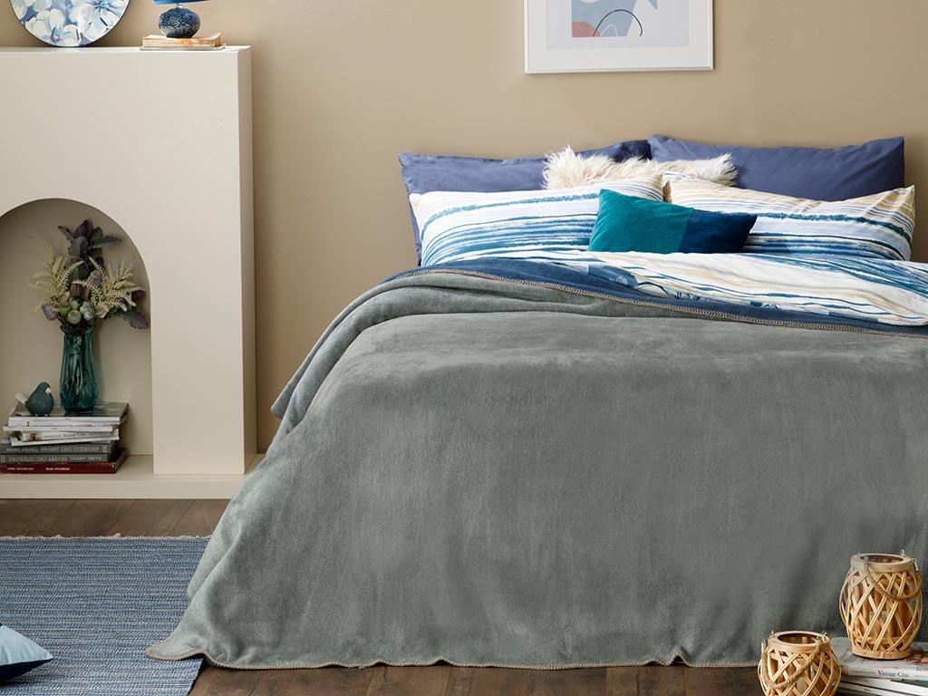 Plain Cottony Double Person  PĂTURĂ 200x220 cm Gray-Navy Blue