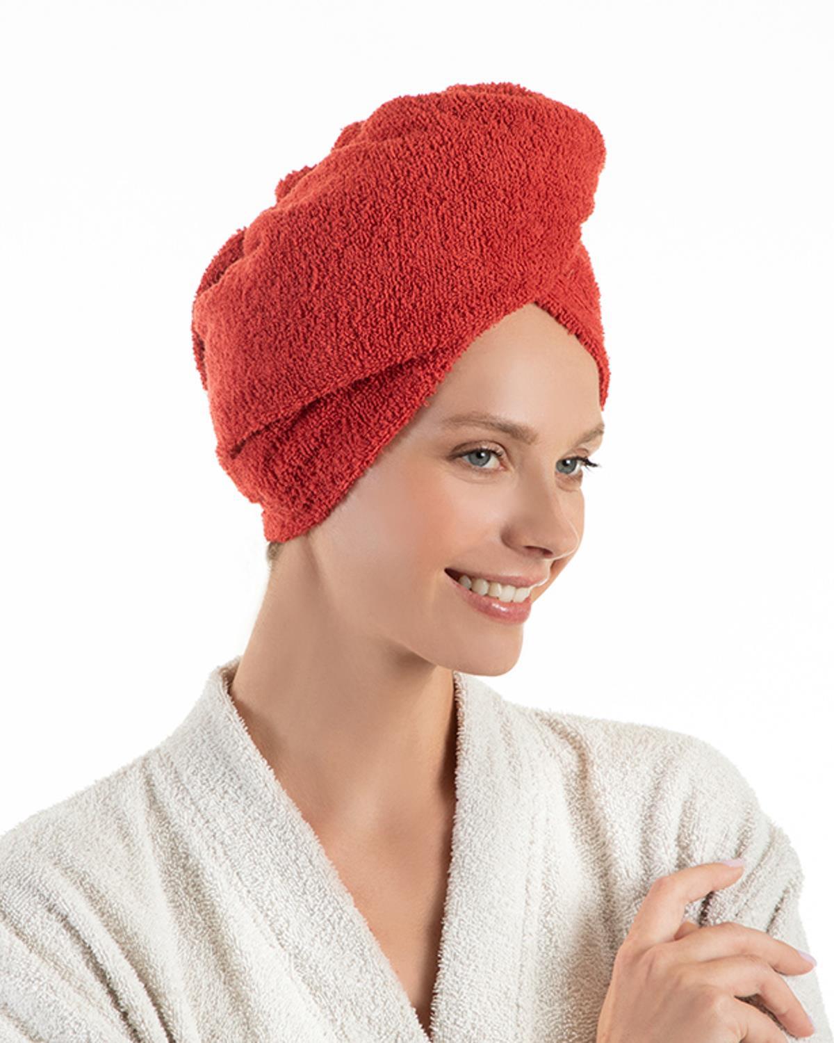 Plain Cottony Hair Cap Standart Brick Red