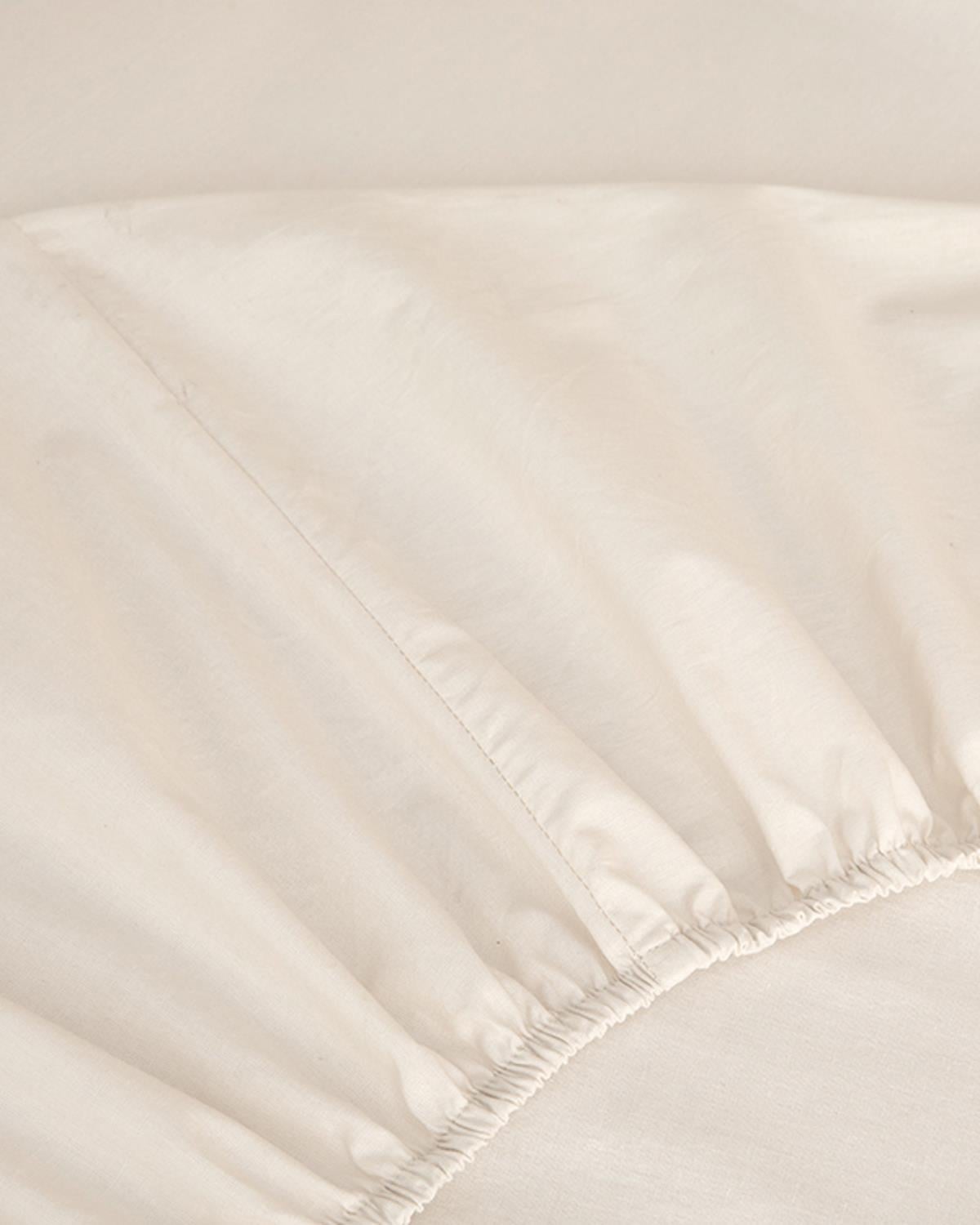 Plain Cottony Double Person Fitted Sheet 160x200 cm Cream