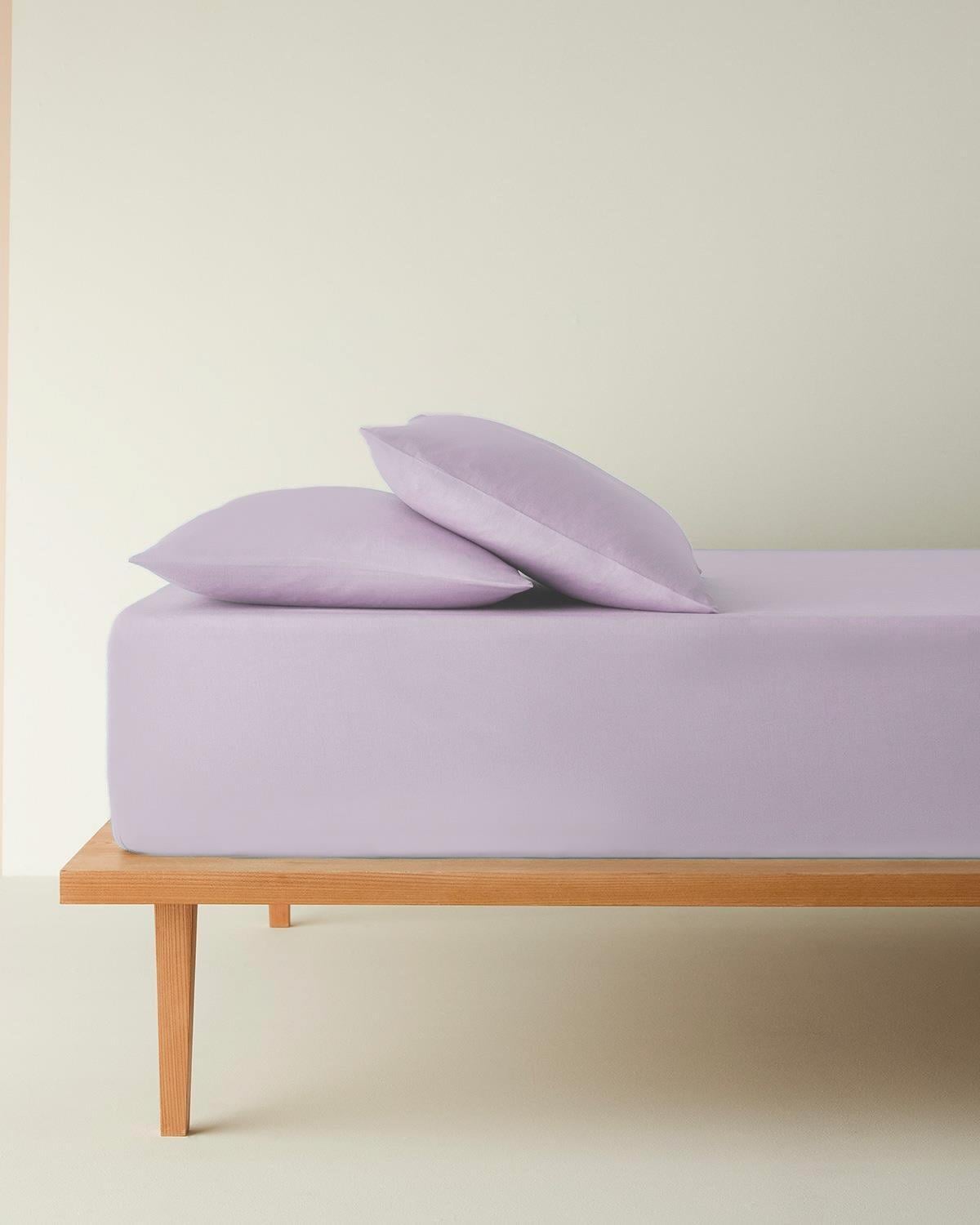 Plain Cu Bumbac Single Set Cearșaf Cu Elastic 100x200 cm Lavandă