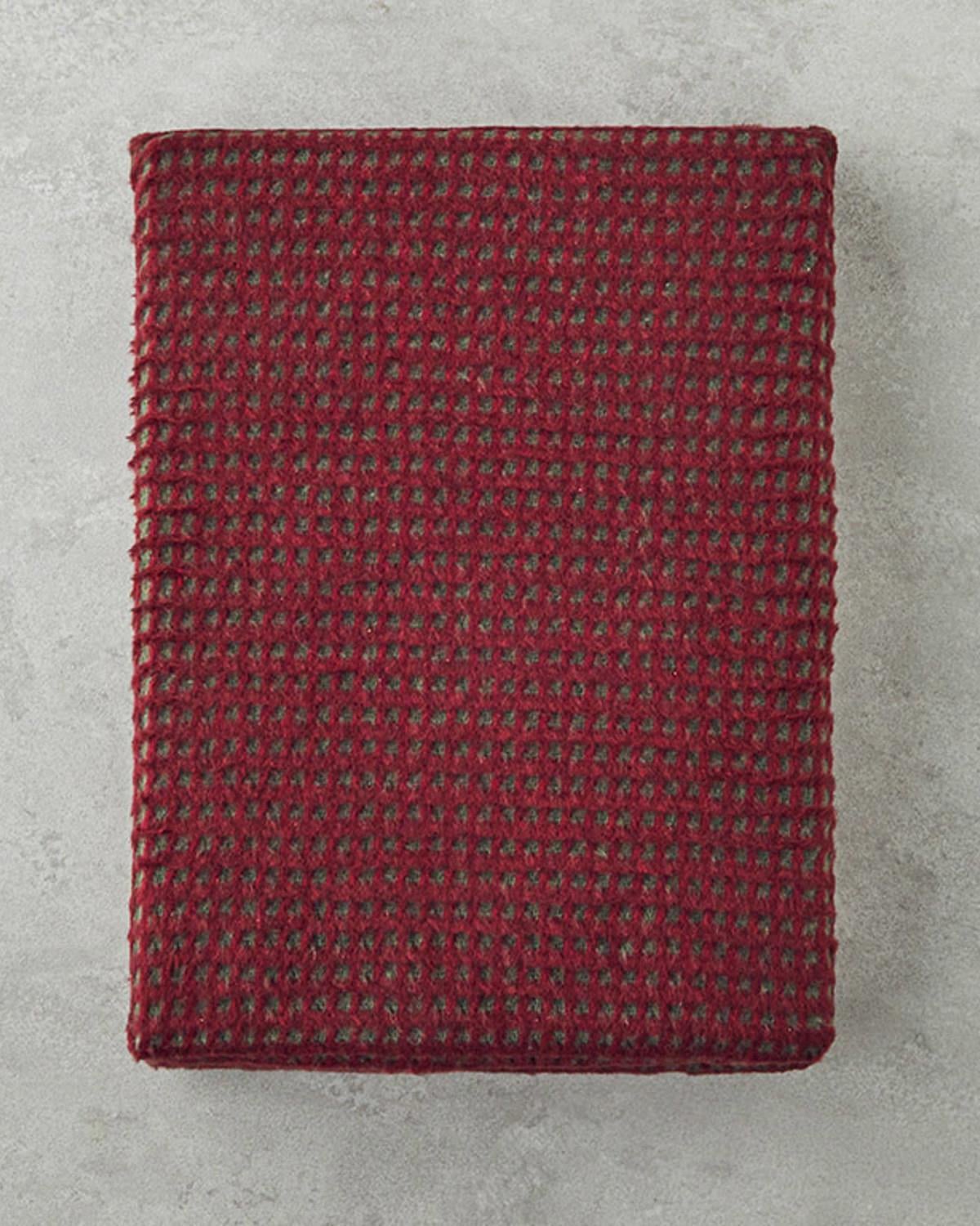 Plain Cu Bumbac Waffle Pătură Televizor 110x170 cm. Bordo - Verde