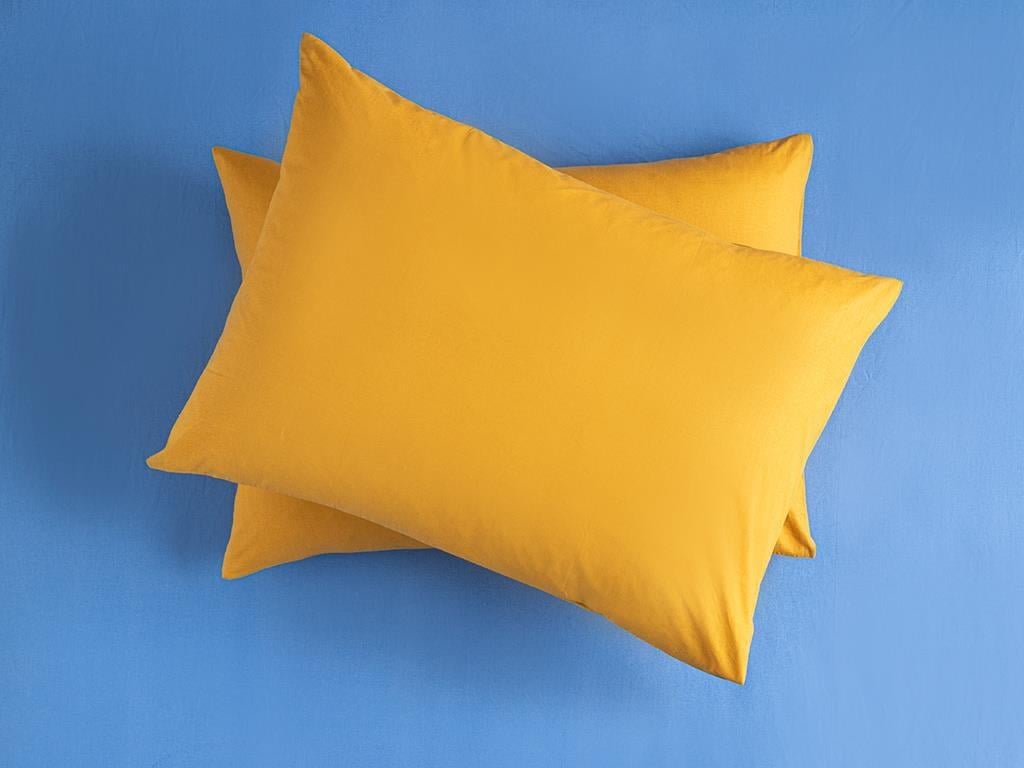 Plain Față De Pernă Set 2, Bumbac, 50*70 Cm, Alb-Auriu