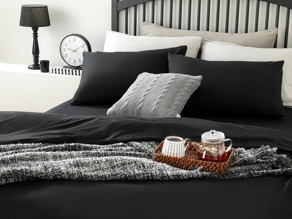 Plain Cottony For One Person Duvet Cover Set 160x220 cm Black