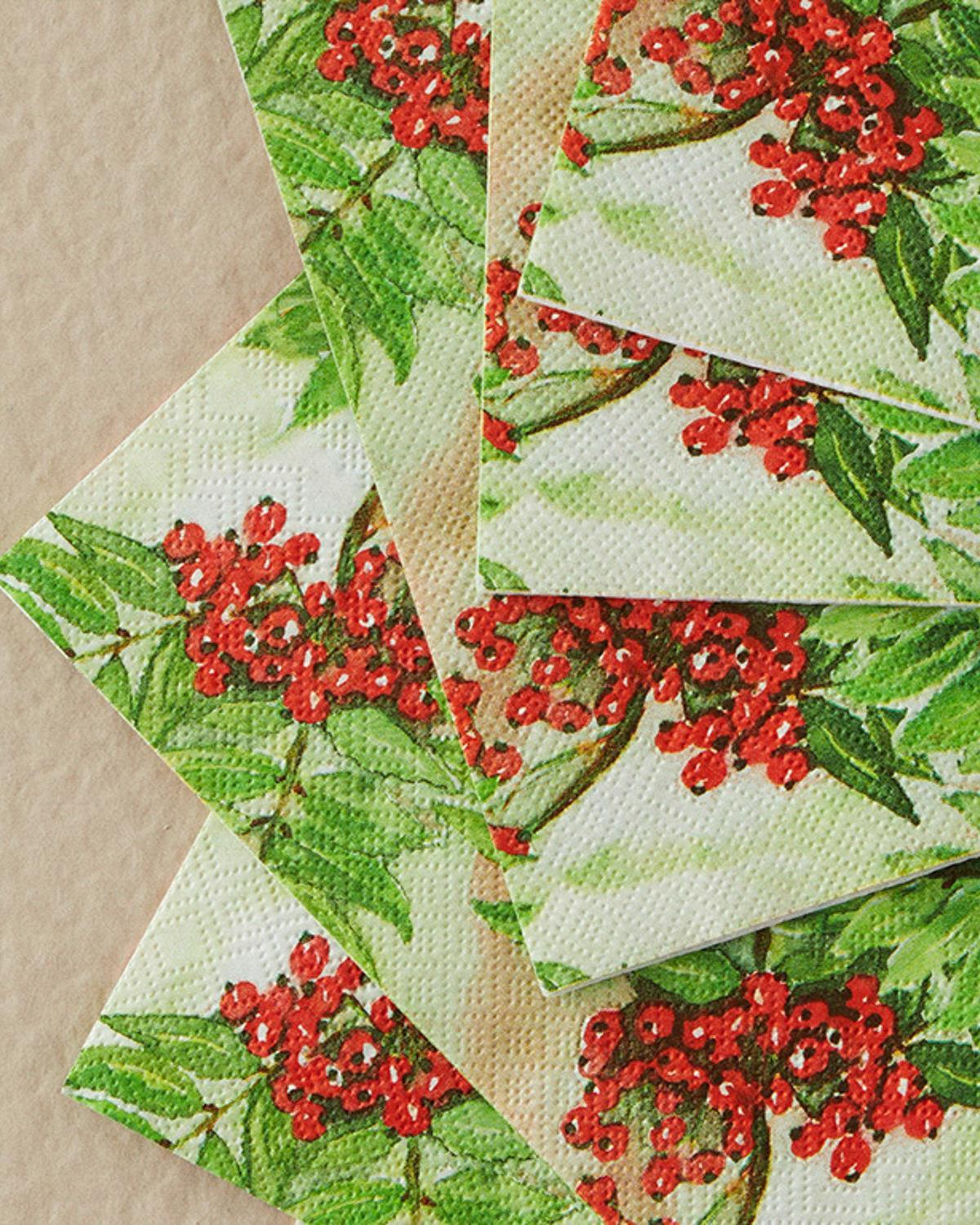 Poinsettia Hârtie Cu 20 Piese Șervețele De Hârtie 33x33 cm Verde