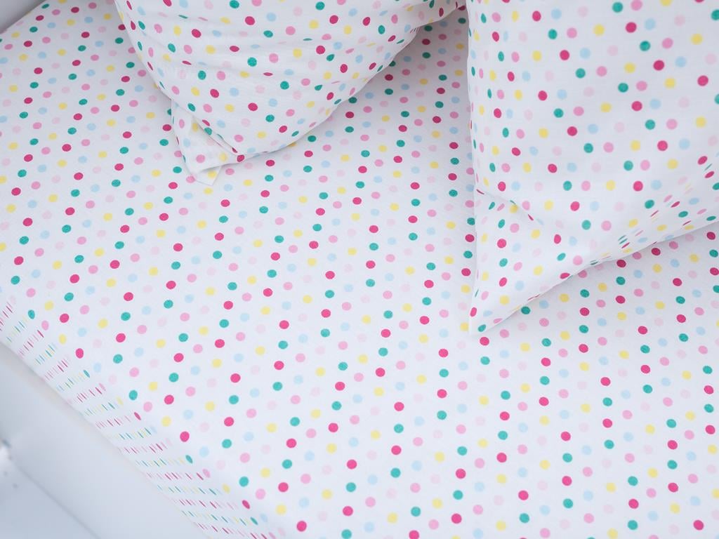 Polka Dot Bumbac Single Cearșaf 160*240 Cm Roz