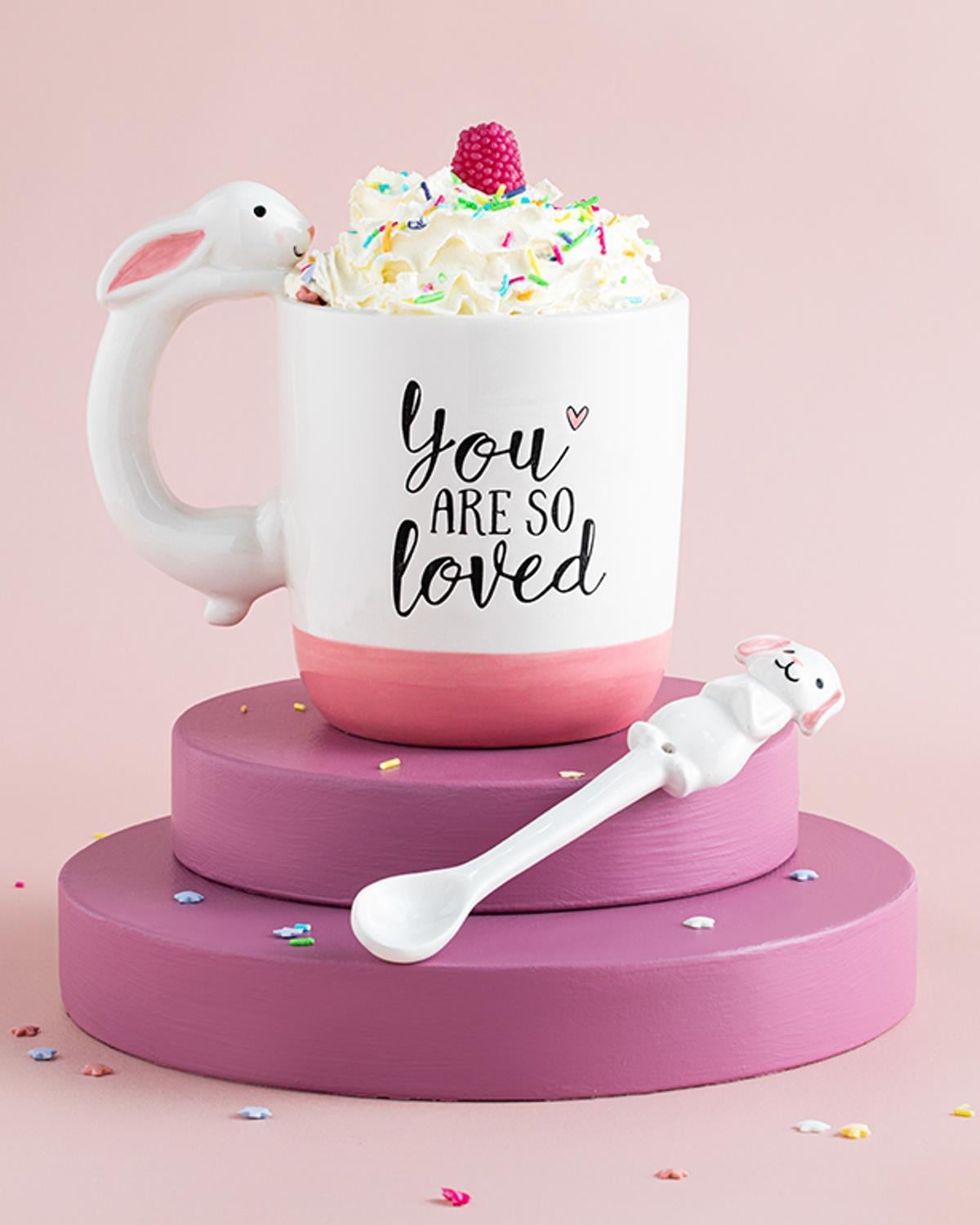 Popsy Bunny Dolomite With Spoon Cup 490 ml Pink