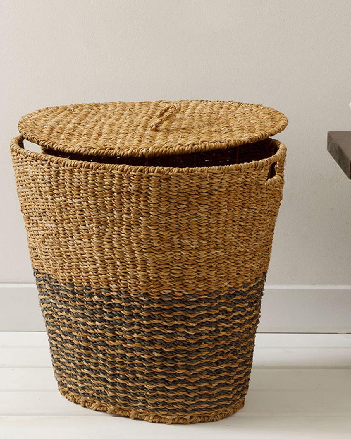 Natural Story Straw Laundry Basket 50x40x50cm Brown - Black