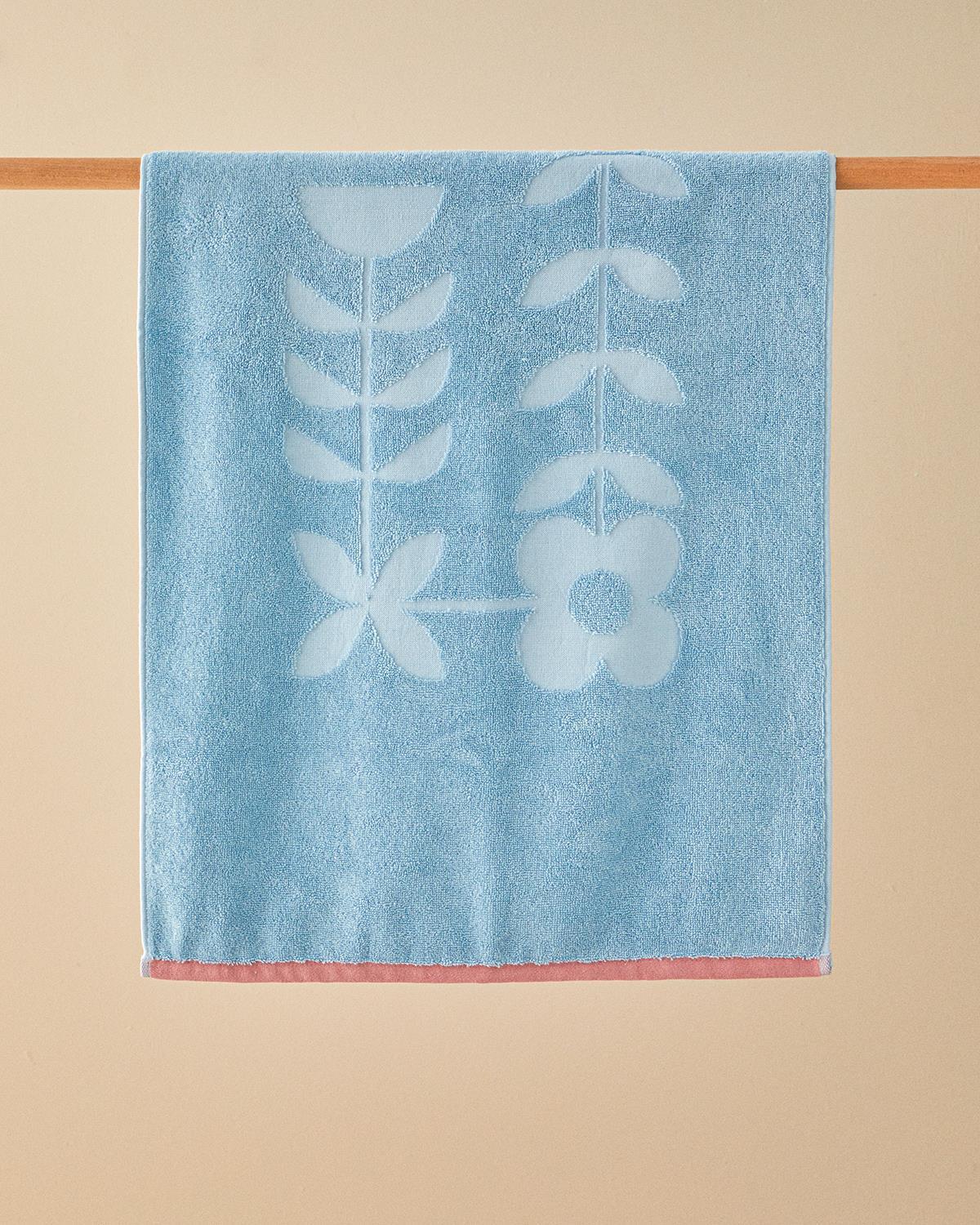 Prosop de baie, Mix Flowers, bumbac-poliester, 70x140 cm, bleu