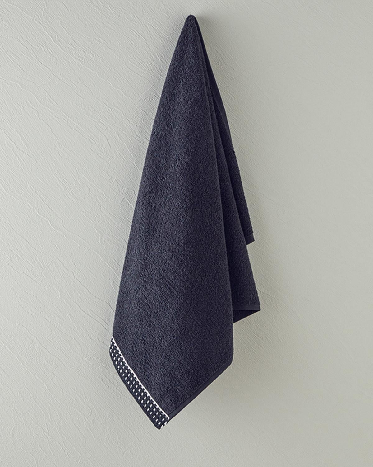 Modern Dots Cottony with crochet Face Towel 50x80 cm Black