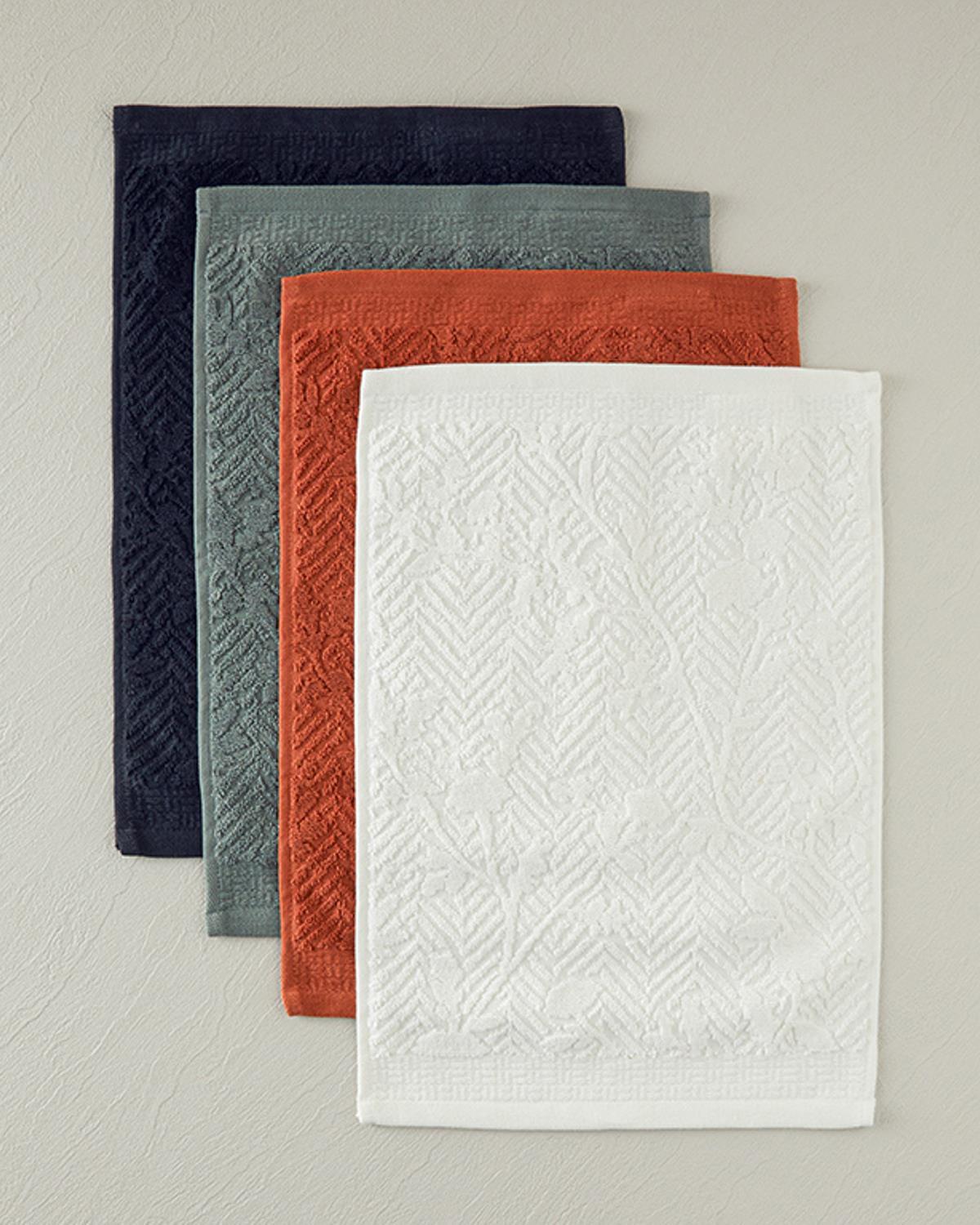 Alyssa Cottony With Jacquard Hand Towel 30x45 cm Brick Red