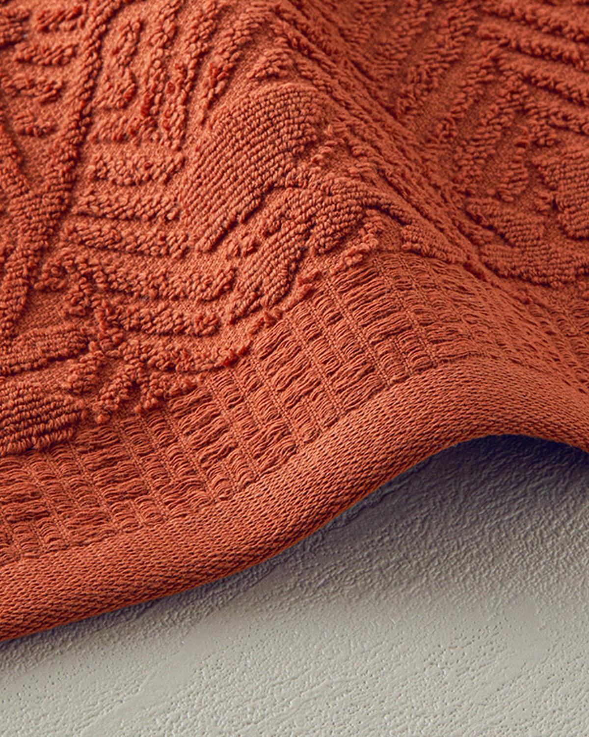 Alyssa Cottony With Jacquard Hand Towel 30x45 cm Brick Red