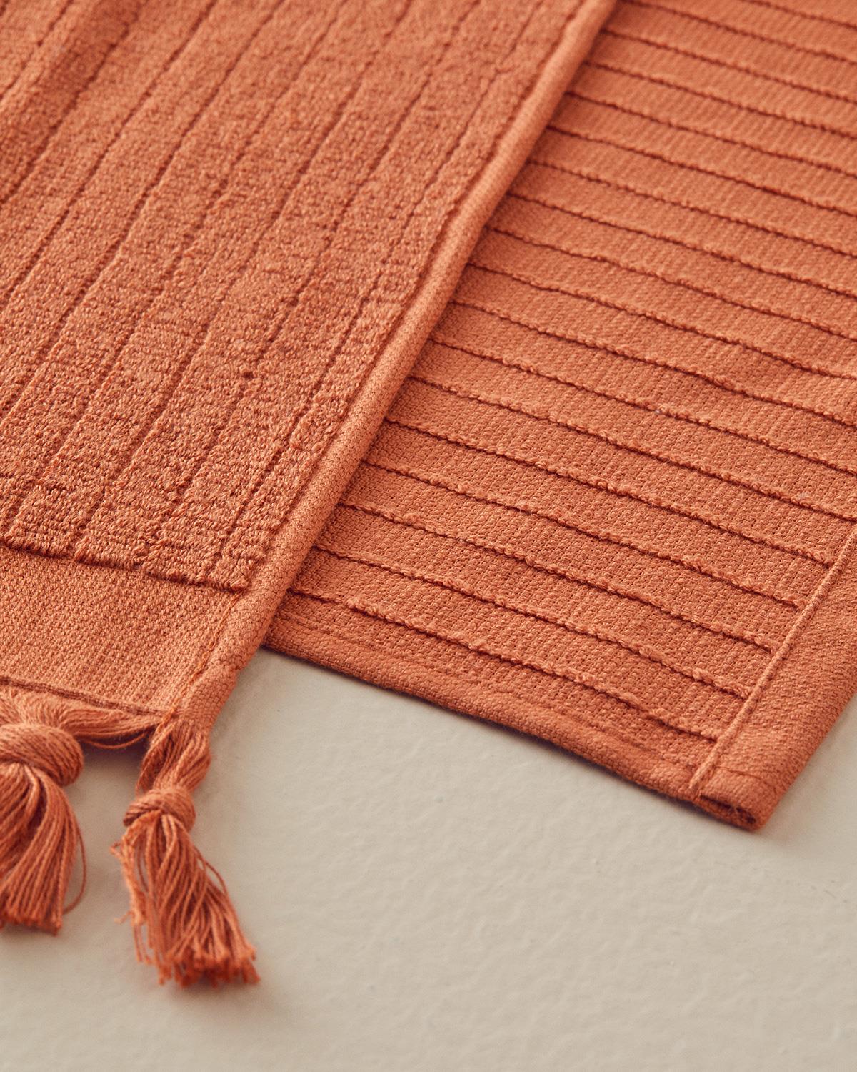 Cottony fringed Hand Towel 30x45 cm Brick Red
