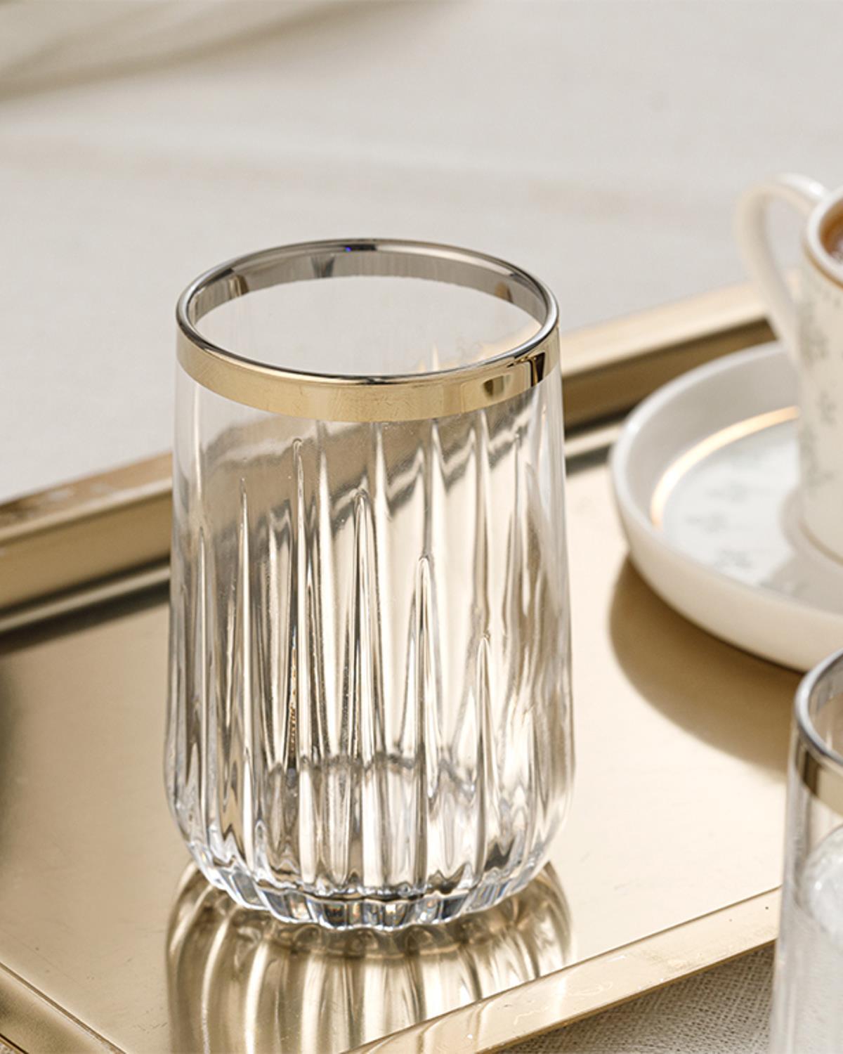 Puget Glass 6 Set Served with Coffee Water Glass 135 ml Gold