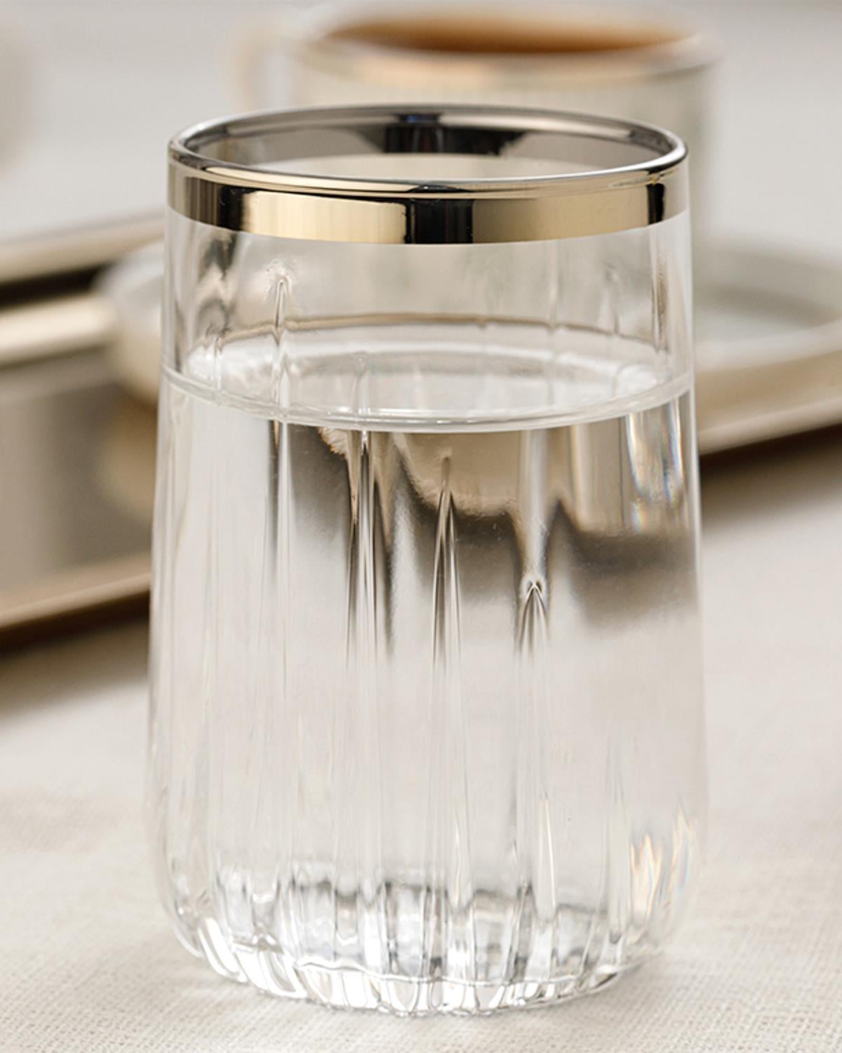 Puget Glass 6 Set Served with Coffee Water Glass 135 ml Gold