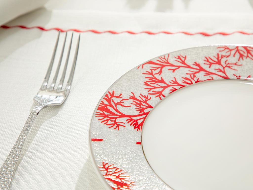 Coral Reef Bone China Cake Plate 20 cm Gray - Red