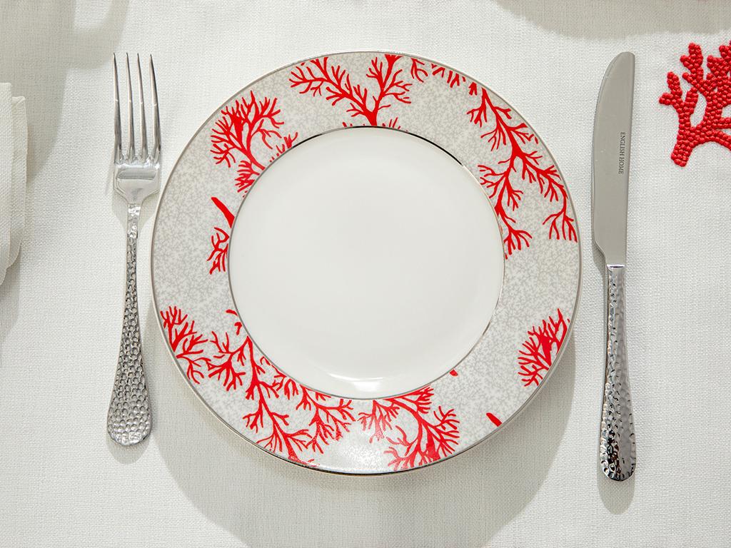 Coral Reef Bone China Cake Plate 20 cm Gray - Red