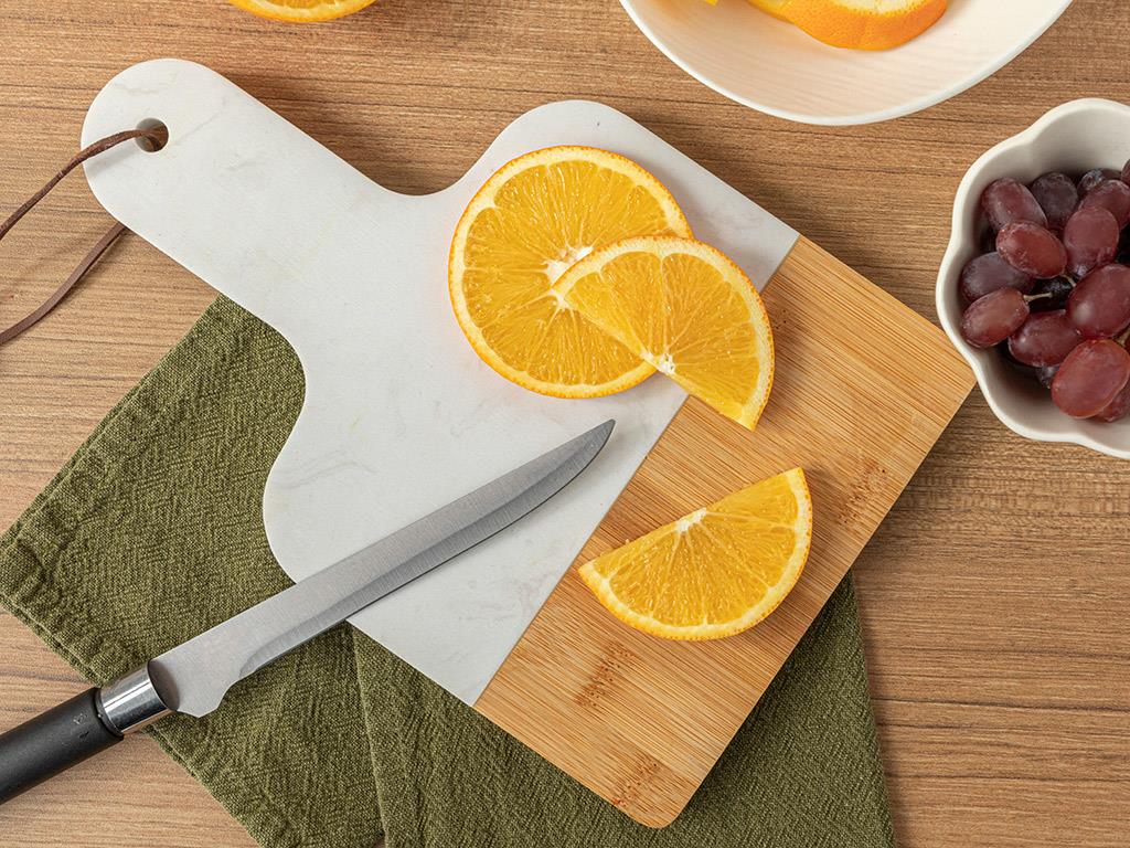 Rena Marble Bamboo Cutting Board 26x17 cm Beige-White