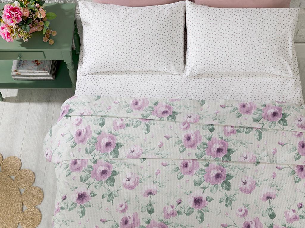 Rime violete  Cu imprimeu Persoană dublă  SET CUVERTURĂ 200x220 cm Violet