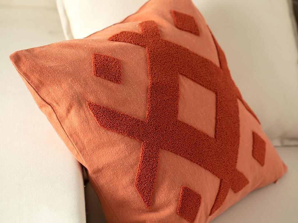 Roche Punch Embroidered Cover Throw Pillows 45x45 cm Brick Red