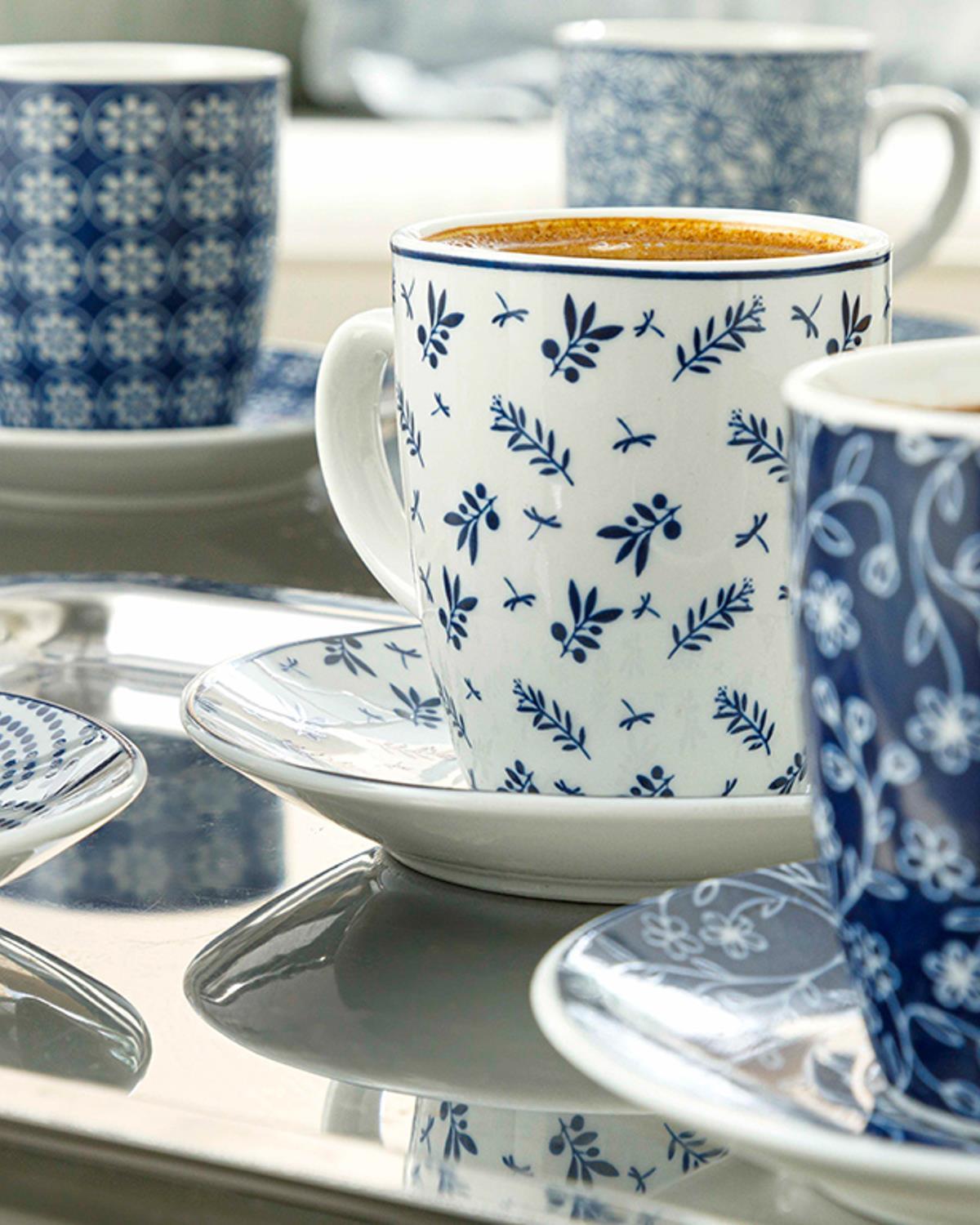 Romana Porcelain 12 Parça 6 Kişilik Coffee Cup Set 100 ml Dark Blue