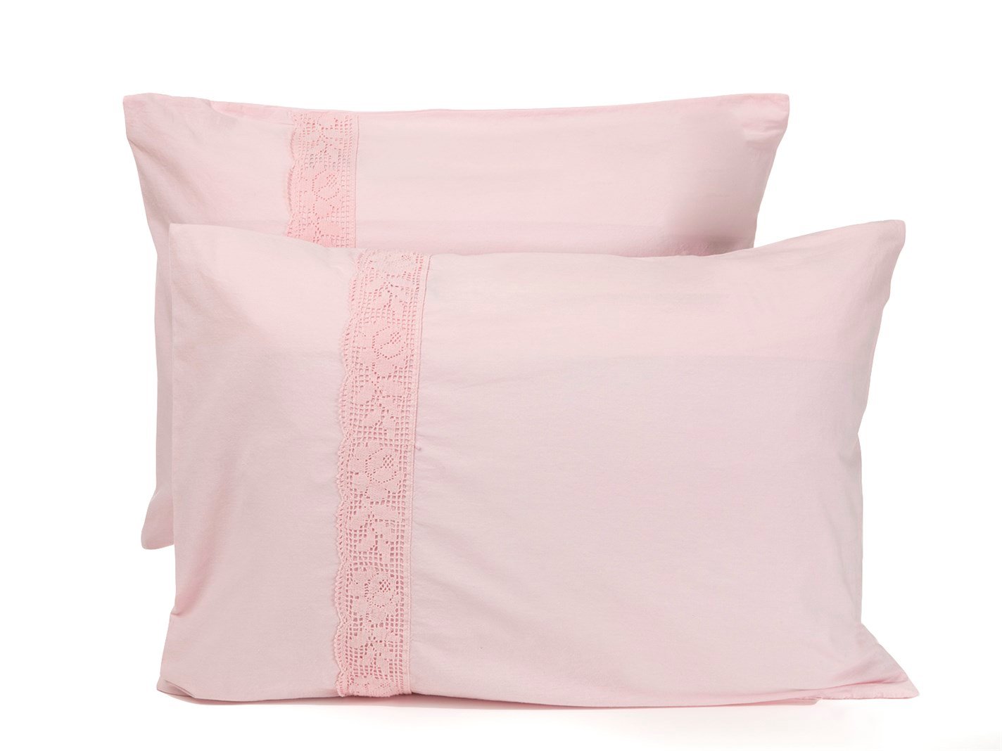 Rosy Lace Spălat Cu dantelă de perne 50x70 cm Roz