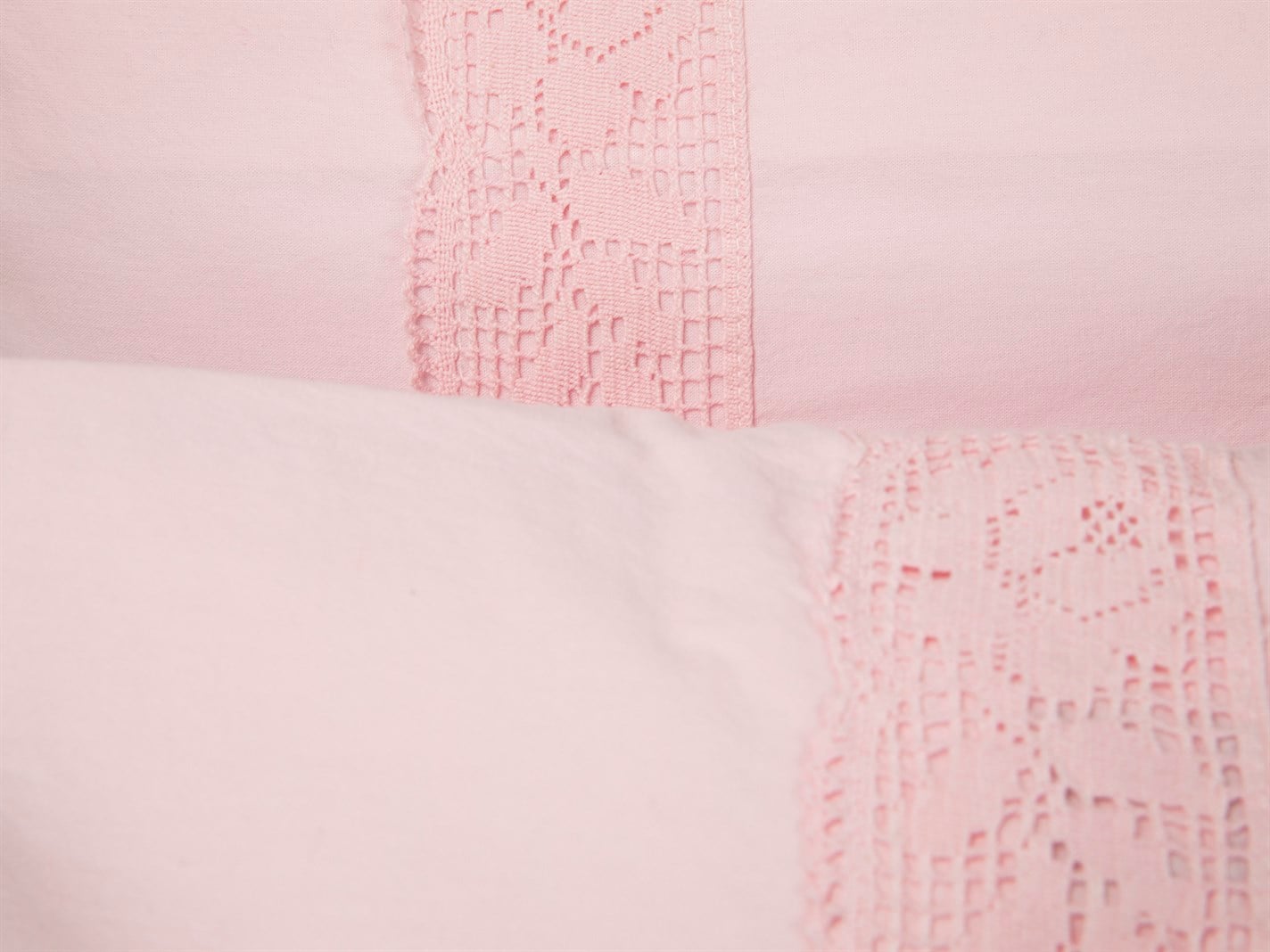 Rosy Lace Spălat Cu dantelă de perne 50x70 cm Roz