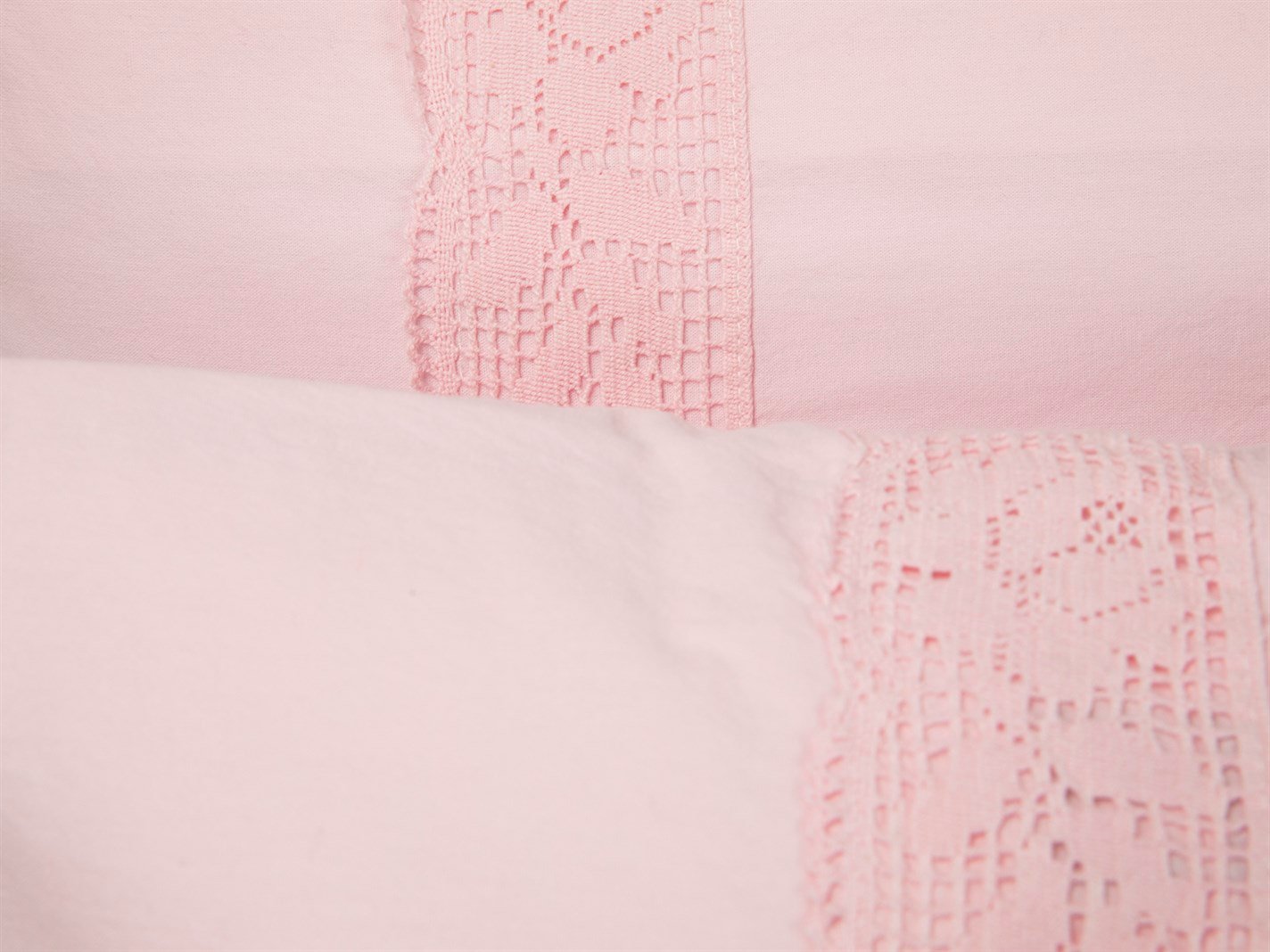 Rosy Lace Spălat Cu dantelă de perne 50x70 cm Roz