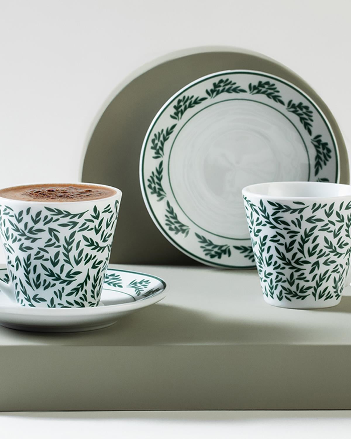 Royal Blend Porcelain 4 Parça 2 Kişilik Coffee Cup Set 80 ml Green