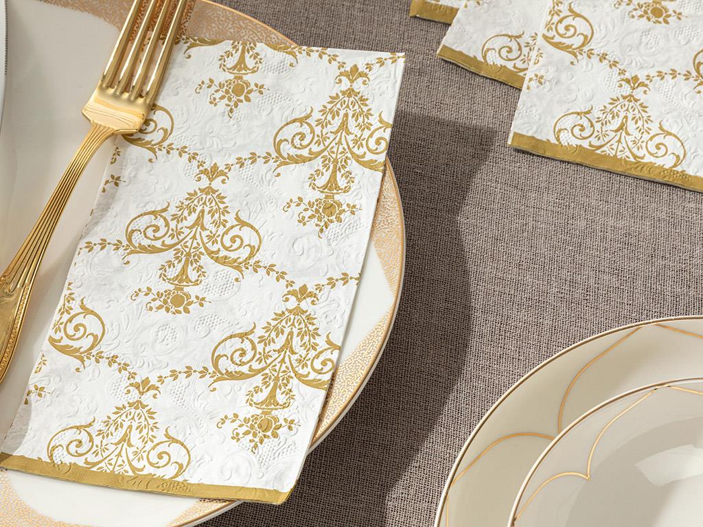 Royal Damask Paper 20 Set Tissue Napkin 33x40 Gold