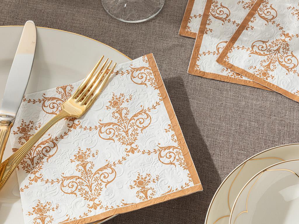 Royal Damask Paper 20 Set Tissue Napkin 33x33 cm Rose Gold
