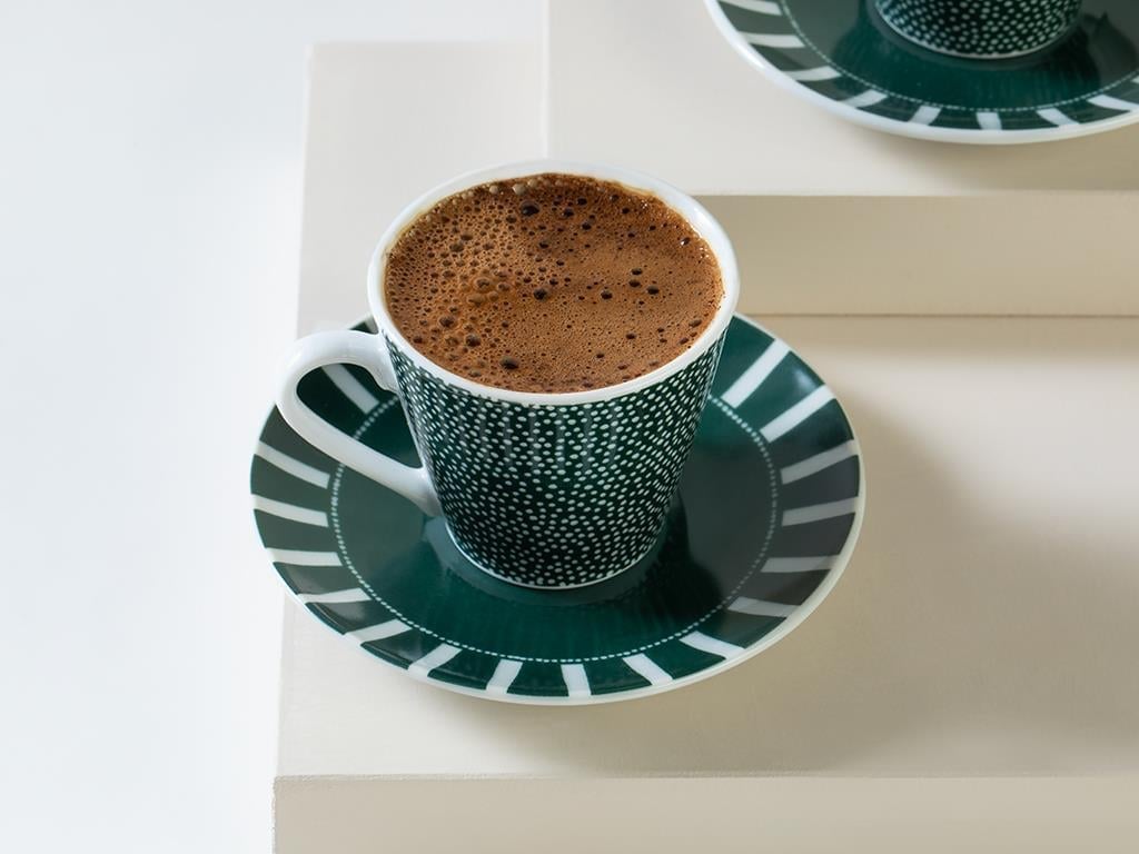 Royalty Porcelain 4 Parça 2 Kişilik Coffee Cup Set 80 ml Green