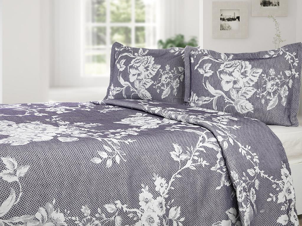 Ruby Rose Jacard Persoană Dublă Set Cuvertură De Pat 230*250 Cm Violet Închis.