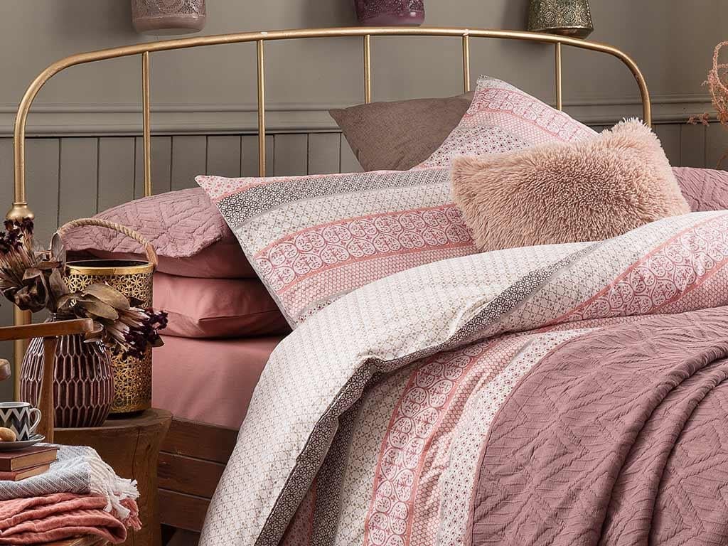 Rustic Chic Cottony King Size Duvet Cover Set Pack 240x220 cm Pink