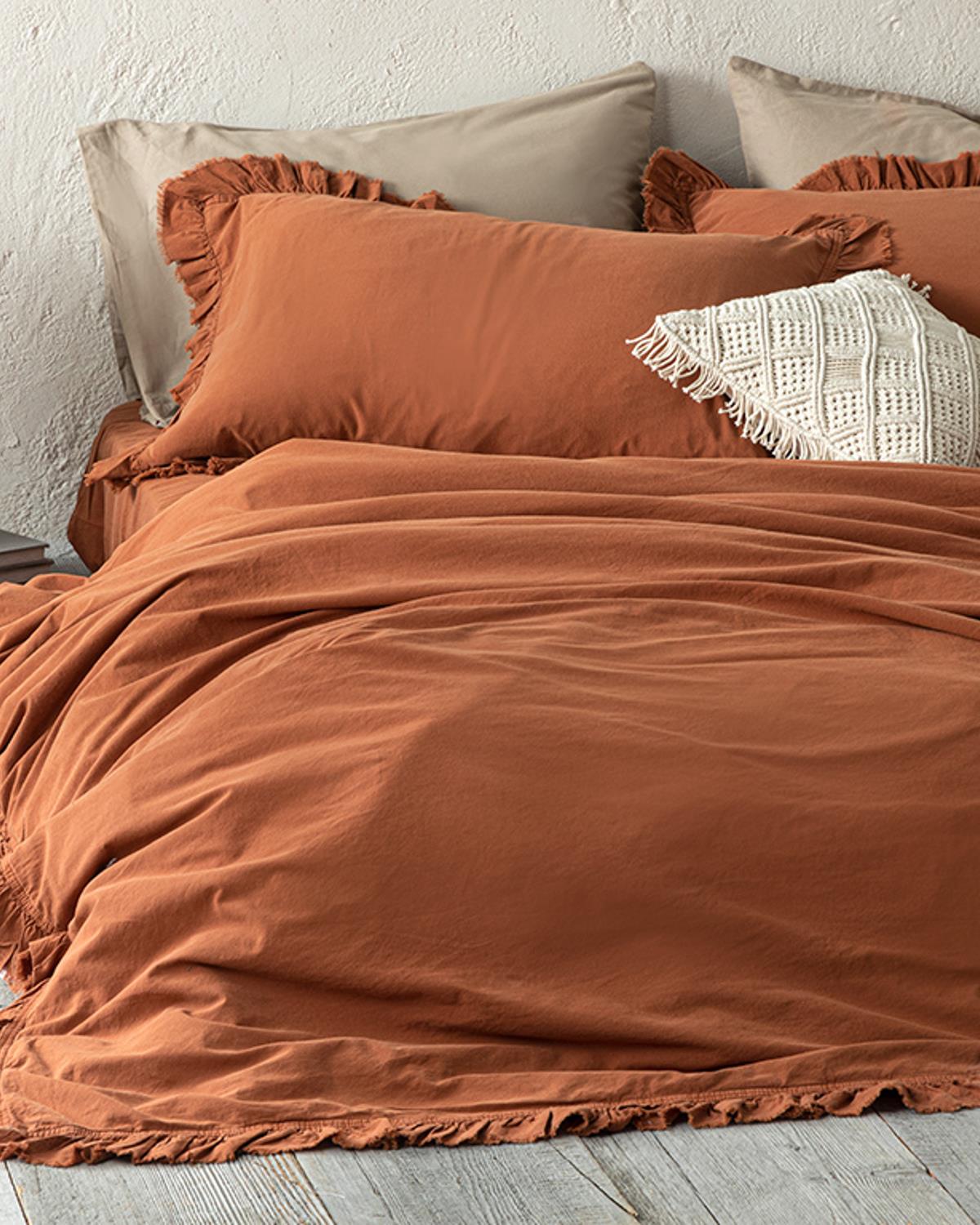 Sandy Pictură Antică Super King Set Lenjerie De Pat 260x220 cm Teracota