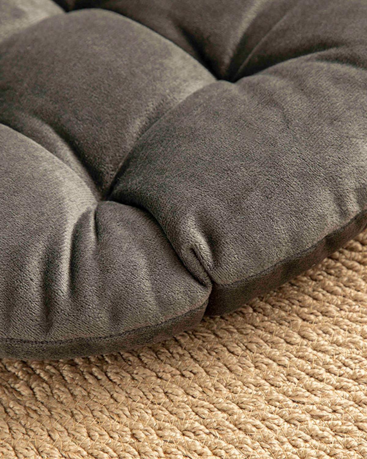 Sandy Round Pernă Pentru Scaun, Catifea, 40 Cm, Gri Închis